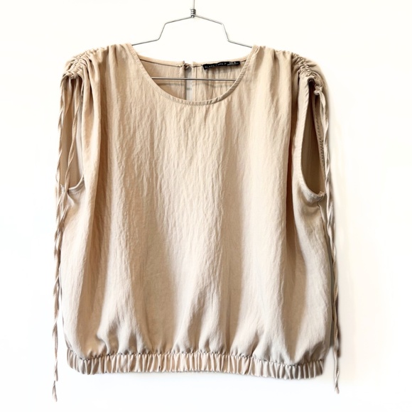 Black Tape by Dex Elastic Waist Light Beige Top Size M - Picture 5 of 11